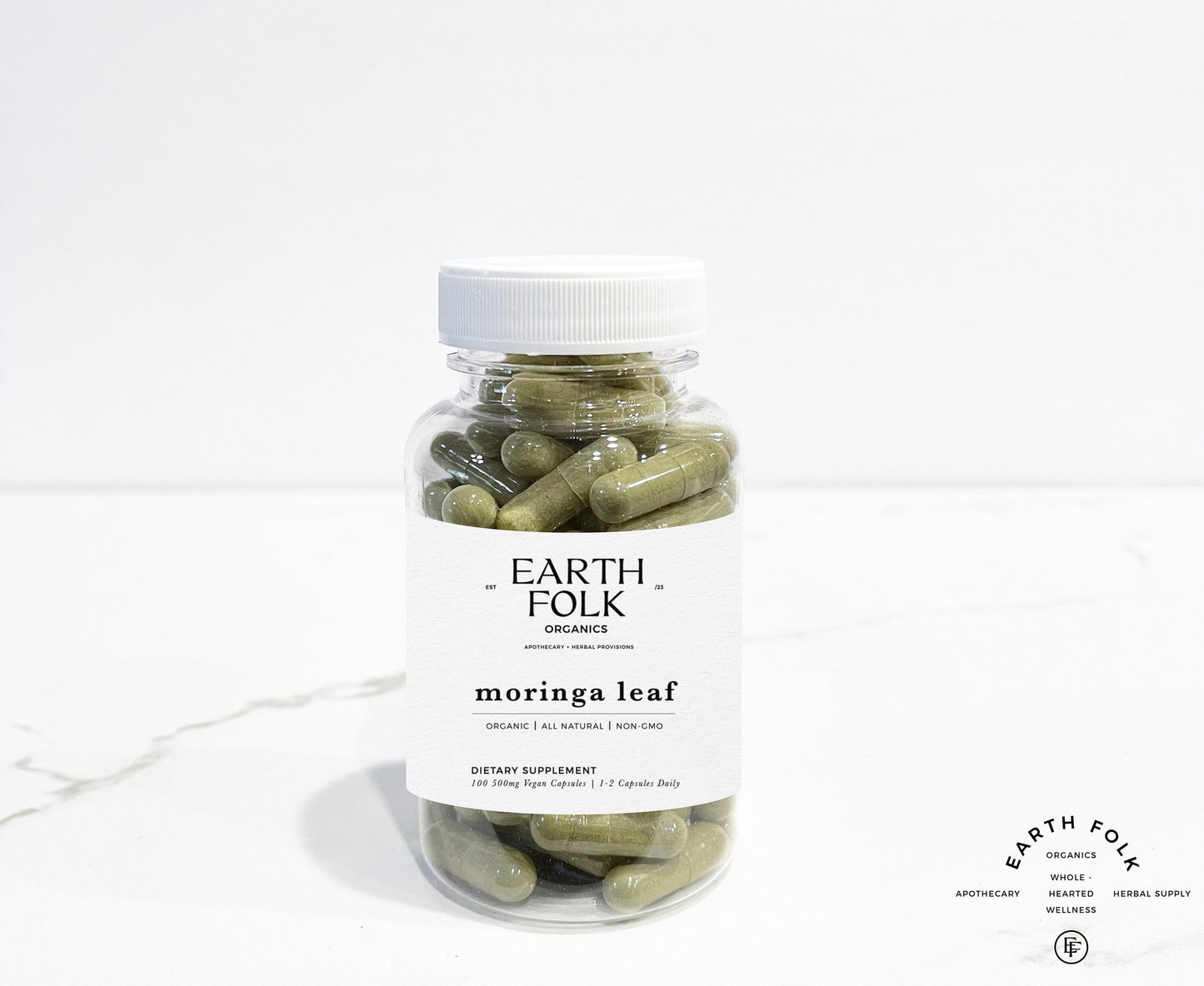 Organic Moringa Leaf Capsules, 500mg Vegan Capsules, FREE Shipping, No Fillers, Non GMO, Herbal Supplements