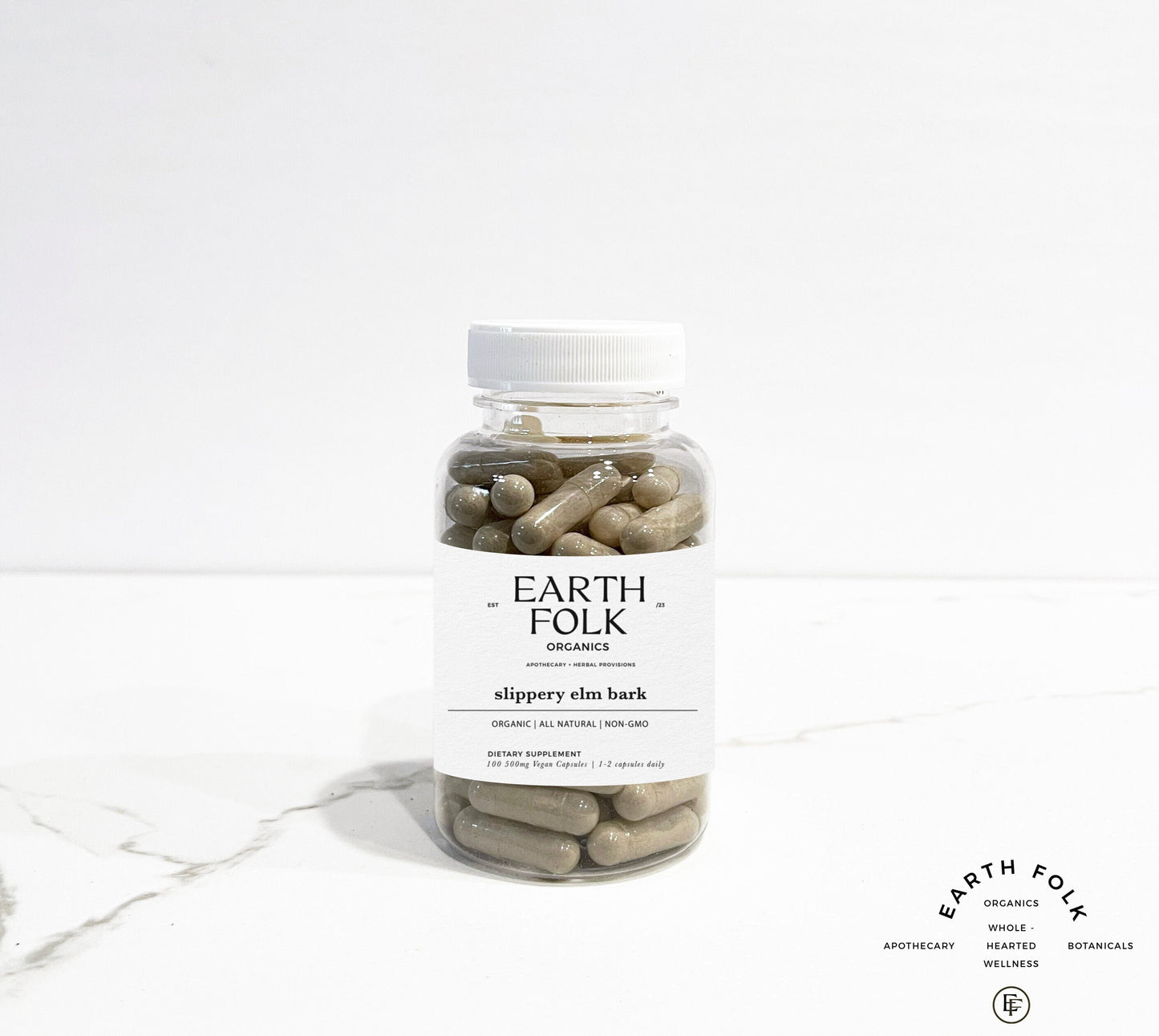 Slippery Elm Bark Capsules, 500mg Vegan Capsules, No Fillers, Non GMO, Herbal Supplements