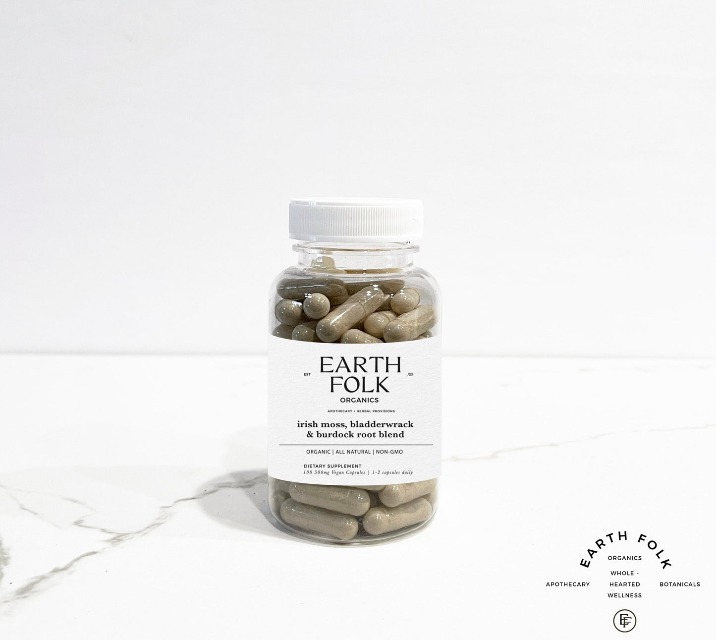 Irish Moss, Bladderwrack and Burdock Root Vegan Capsules, Sea Moss Pills, 500mg Vegan Capsules, No Fillers, Non GMO, Herbal Supplements
