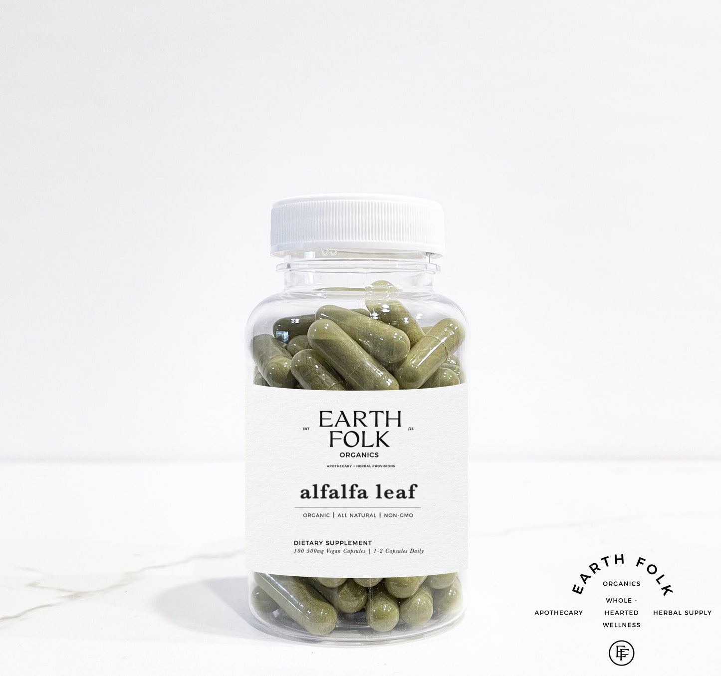 Organic Alfalfa Leaf Capsules, 500mg Vegan Capsules, No Fillers, Non GMO, Herbal Supplements