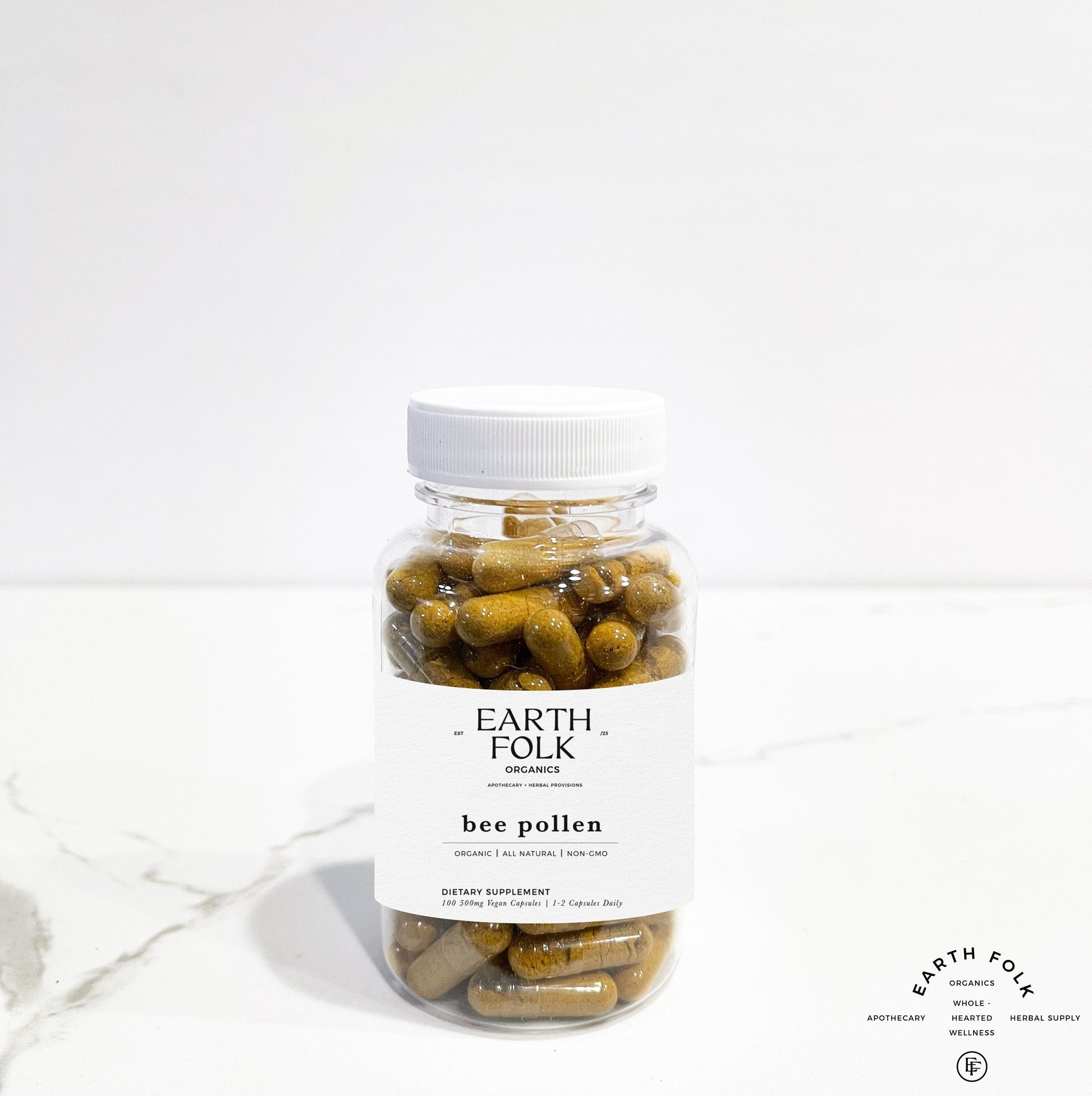 Organic Bee Pollen Capsules, 500mg Vegan Capsules, FREE Shipping, No Fillers, Non GMO, Herbal Supplements