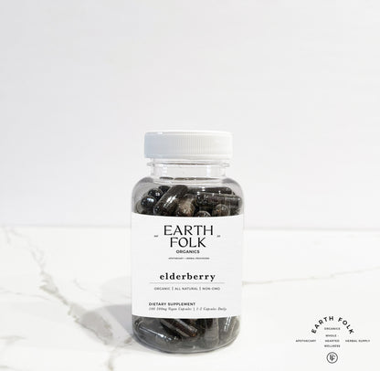 Organic Elderberry Capsules, 500mg Vegan Capsules, FREE Shipping, No Fillers, Non GMO, Herbal Supplements