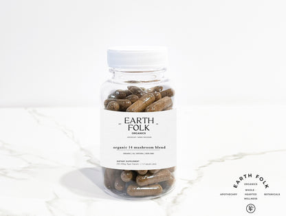 Organic 14 MUSHROOM Blend, 500mg Vegan Capsules, FREE Shipping, No Fillers, Non GMO, Herbal Supplements