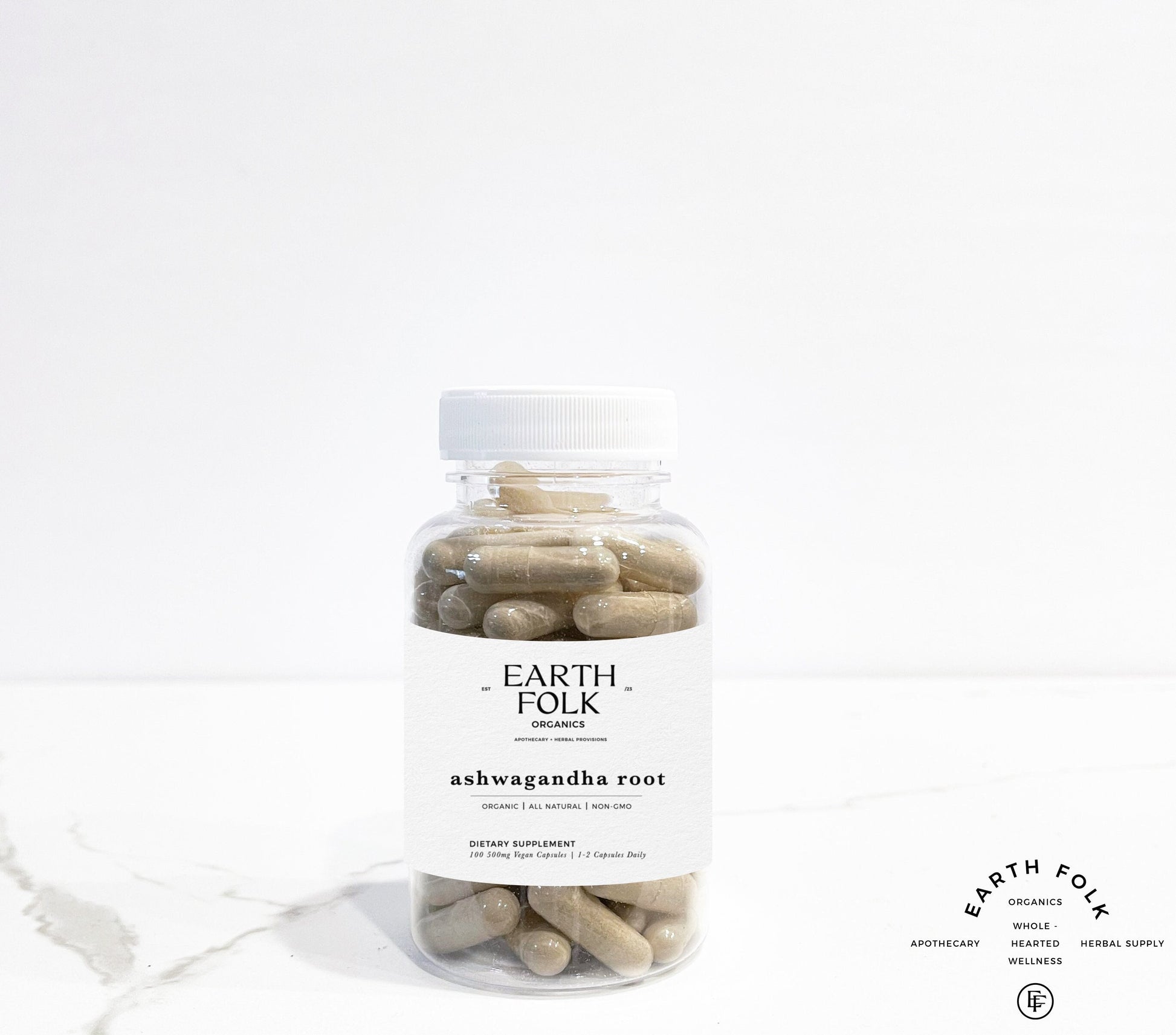 Organic Ashwagandha Root Capsules, 500mg Vegan Capsules, FREE Shipping, No Fillers, Non GMO, Herbal Supplements