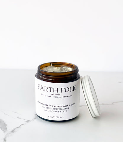 Chamomile & Yarrow Skin Butter, Nourishing Body Butter for Dry Skin, Body Butter, Moisturizing Shea Butter and Aloe Body Lotion, Glass Jar