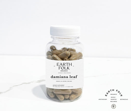 Organic Damiana Leaf Capsules, 500mg Vegan Capsules, No Fillers, Non GMO, Herbal Supplements