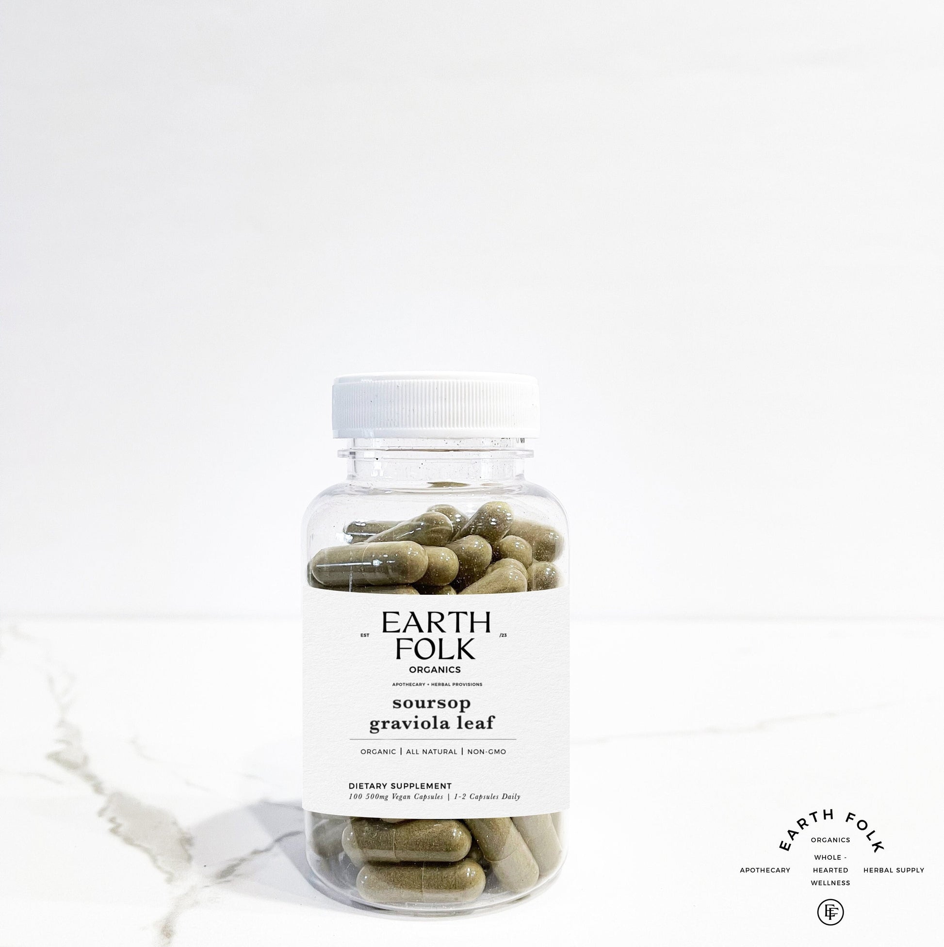 Organic Soursop Graviola Leaf Capsules, 500mg Vegan Capsules, No Fillers, Non GMO, Herbal Supplements
