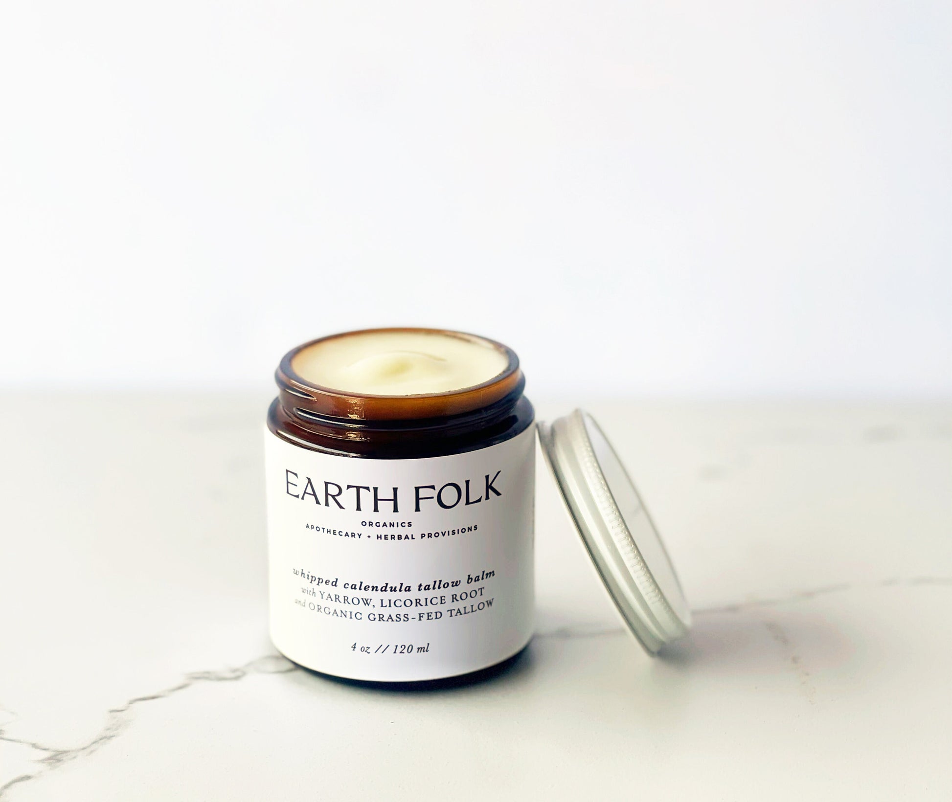 Tallow Balm, Whipped Calendula Tallow Skin Cream, Grass-fed & Finished Tallow, Body Butter, Whipped Tallow, Glass Jar