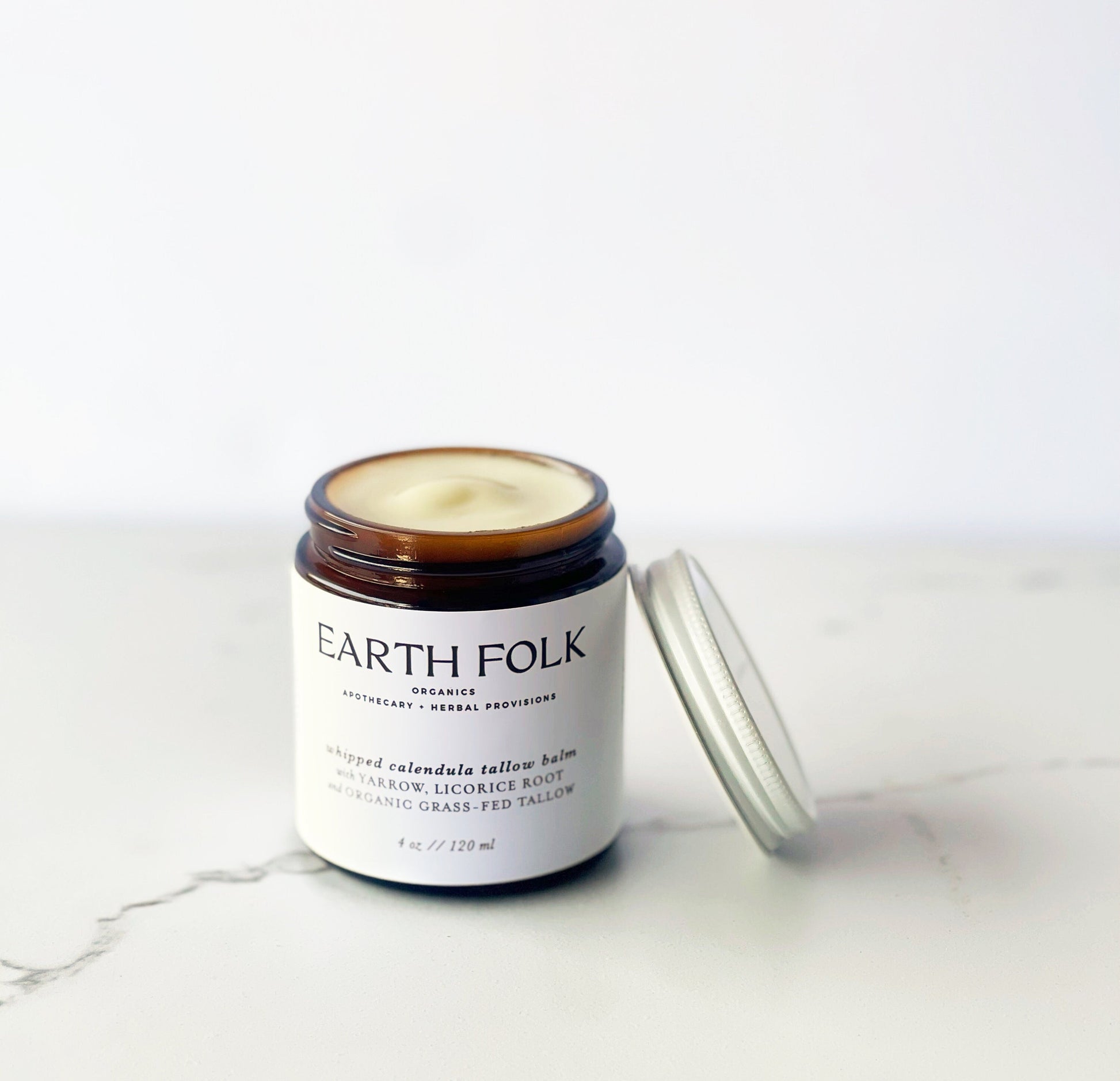 Tallow Balm, Whipped Calendula Tallow Skin Cream, Grass-fed & Finished Tallow, Body Butter, Whipped Tallow, Glass Jar